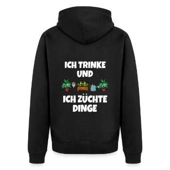 Ich Trinke Und Ich Züchte Dinge - Unisex Premium Bio Zip Hoodie - Schwarz - Hinten - Nico (187cm)
