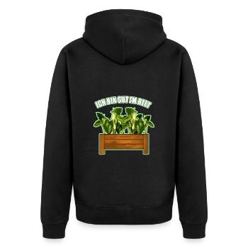 Ich Bin Gut Im Beet - Unisex Premium Bio Zip Hoodie - Schwarz - Hinten - Nico (187cm)