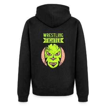 Wrestling Kämpfer Ringer Ringkampf Ringen - Unisex Premium Bio Zip Hoodie - Schwarz - Hinten - Nico (187cm)