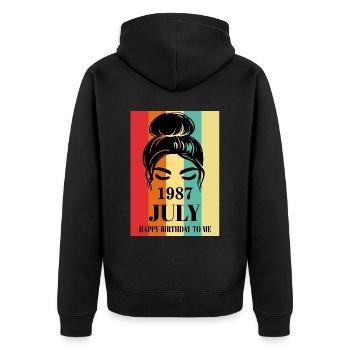 July 1987 Happy Birthday To Me - Unisex Premium Bio Zip Hoodie - Schwarz - Hinten - Nico (187cm)