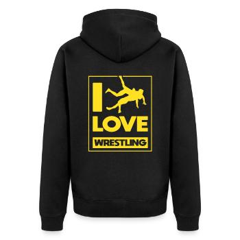Ich Liebe Wrestling Ringen Ringkampf Ringer - Unisex Premium Bio Zip Hoodie - Schwarz - Hinten - Nico (187cm)
