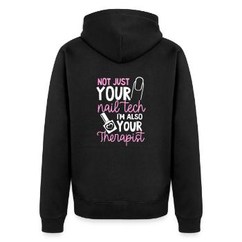 Nail Tech pas seulement votre Nail Tech aussi thérapeute - Veste à capuche bio Premium Unisexe - noir - Dos - Nico (187cm)
