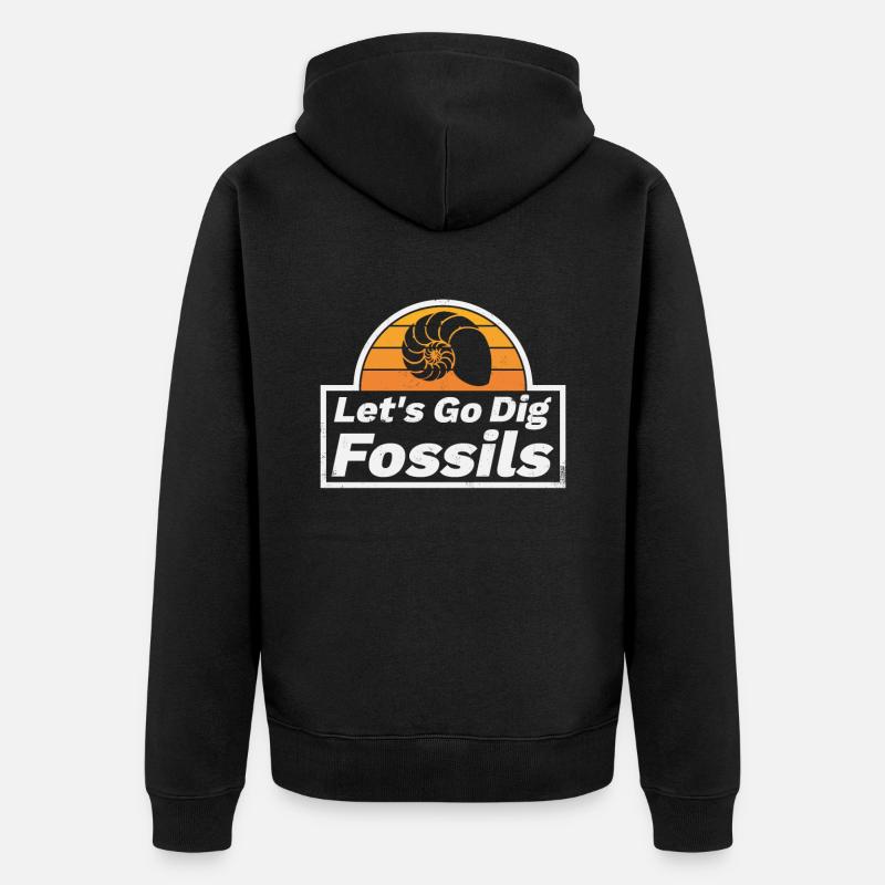 Fossilisation Ammonite Disant Rétro - Veste à capuche bio Premium Unisexe - noir