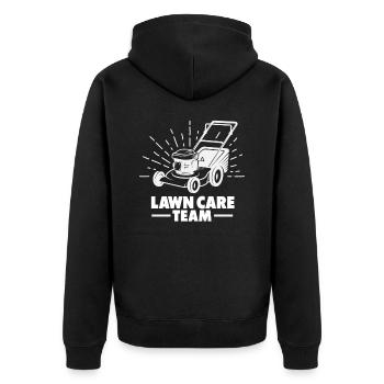 Rasenpflege Team Rasenmähen Rasen Rasenmäher - Unisex Premium Bio Zip Hoodie - Schwarz - Hinten - Nico (187cm)