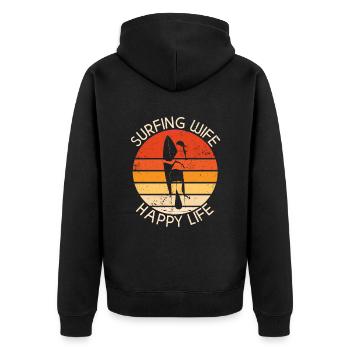 Surf femme Happy Life Wellenreiten Surfen Surfer - Veste à capuche bio Premium Unisexe - noir - Dos - Nico (187cm)