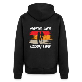 Surf femme Happy Life Wellenreiten Surfen Surfer - Veste à capuche bio Premium Unisexe - noir - Dos - Nico (187cm)