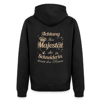 Schneidern Frauen-Majestät Damen - Unisex Premium Bio Zip Hoodie - Schwarz - Hinten - Nico (187cm)
