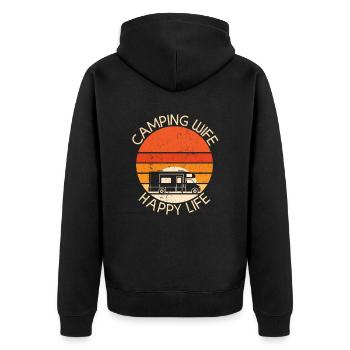 Camping Camper Wohnmobil Wohnwagen Campingurlaub - Unisex Premium Bio Zip Hoodie - Schwarz - Hinten - Nico (187cm)