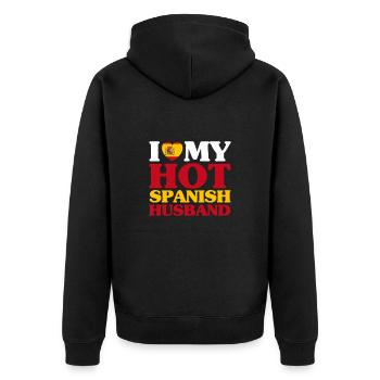 Spain Husband - Unisex Premium Organic Zip Hoodie - black - Back - Nico (187cm)