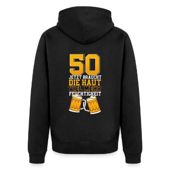 50. Geburtstag Bierglas Bier - Unisex Premium Bio Zip Hoodie - Schwarz - Hinten - Nico (187cm)