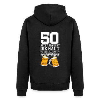 50. Geburtstag Bierglas Bier - Unisex Premium Bio Zip Hoodie - Schwarz - Hinten - Nico (187cm)