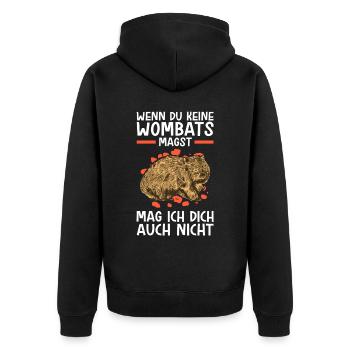 Wombats nicht mögen Beuteltier Australien - Unisex Premium Bio Zip Hoodie - Schwarz - Hinten - Nico (187cm)