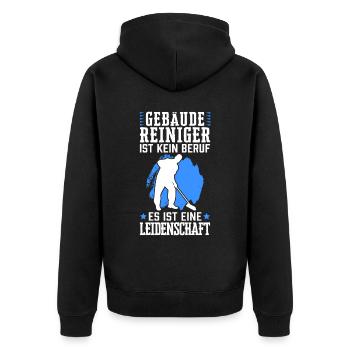 Gebäudereiniger ist kein Beruf Fensterputzer - Unisex Premium Bio Zip Hoodie - Schwarz - Hinten - Nico (187cm)