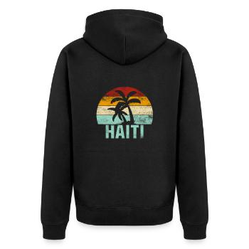 Haïti Souvenir Palmiers Été Soleil Mer Plage - Veste à capuche bio Premium Unisexe - noir - Dos - Nico (187cm)