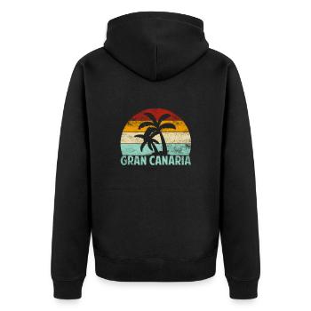 Gran Canaria Souvenir Palmen Sommer Sonne Strand - Unisex Premium Bio Zip Hoodie - Schwarz - Hinten - Nico (187cm)
