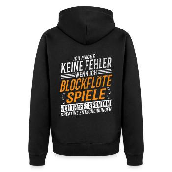 Blockflöte Musiker Kreativer Blockflötenspieler - Unisex Premium Bio Zip Hoodie - Schwarz - Hinten - Nico (187cm)