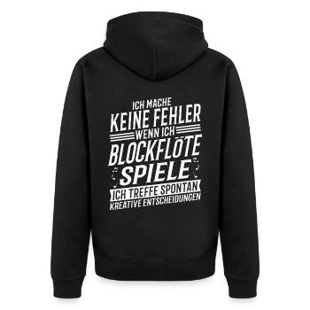 Blockflötenspieler Musiker Blockflöte - Unisex Premium Bio Zip Hoodie - Schwarz - Hinten - Nico (187cm)