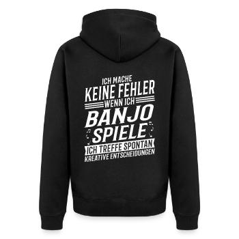 Banjospieler Musikinstrument Musik Banjo - Unisex Premium Bio Zip Hoodie - Schwarz - Hinten - Nico (187cm)