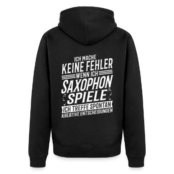 Saxophonspieler Musikinstrument Musik Saxophonist - Unisex Premium Bio Zip Hoodie - Schwarz - Hinten - Nico (187cm)