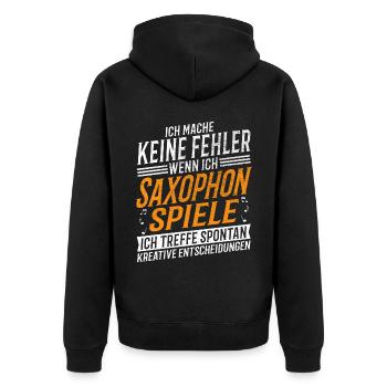 Saxophon Musiker Kreativer Saxophonspieler - Unisex Premium Bio Zip Hoodie - Schwarz - Hinten - Nico (187cm)