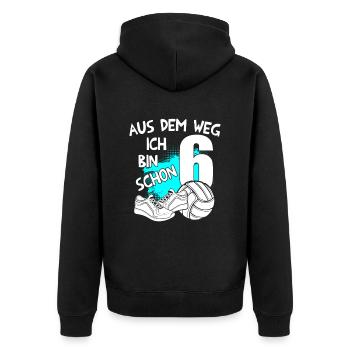 Volleyball Geburtstag Ich bin 6 Jahre - Unisex Premium Bio Zip Hoodie - Schwarz - Hinten - Nico (187cm)