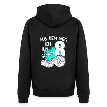 Volleyball Geburtstag Ich bin 8 Jahre - Unisex Premium Bio Zip Hoodie - Schwarz - Hinten - Nico (187cm)