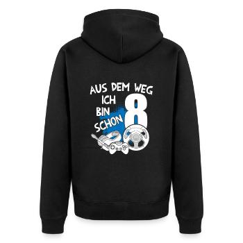 Gaming Geburtstag Ich bin 8 Jahre Kindergeburtstag - Unisex Premium Bio Zip Hoodie - Schwarz - Hinten - Nico (187cm)