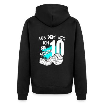Volleyball Geburtstag Ich bin 10 Jahre - Unisex Premium Bio Zip Hoodie - Schwarz - Hinten - Nico (187cm)