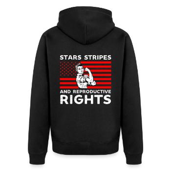 stars rayures droits reproductifs pro choix - Veste à capuche bio Premium Unisexe - noir - Dos - Nico (187cm)