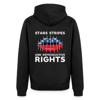 stars rayures droits reproductifs pro choix - Veste à capuche bio Premium Unisexe - noir - Dos - Nico (187cm)