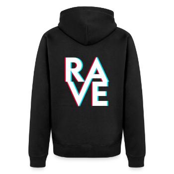 Rave Raver - Unisex Premium Organic Zip Hoodie - black - Back - Nico (187cm)