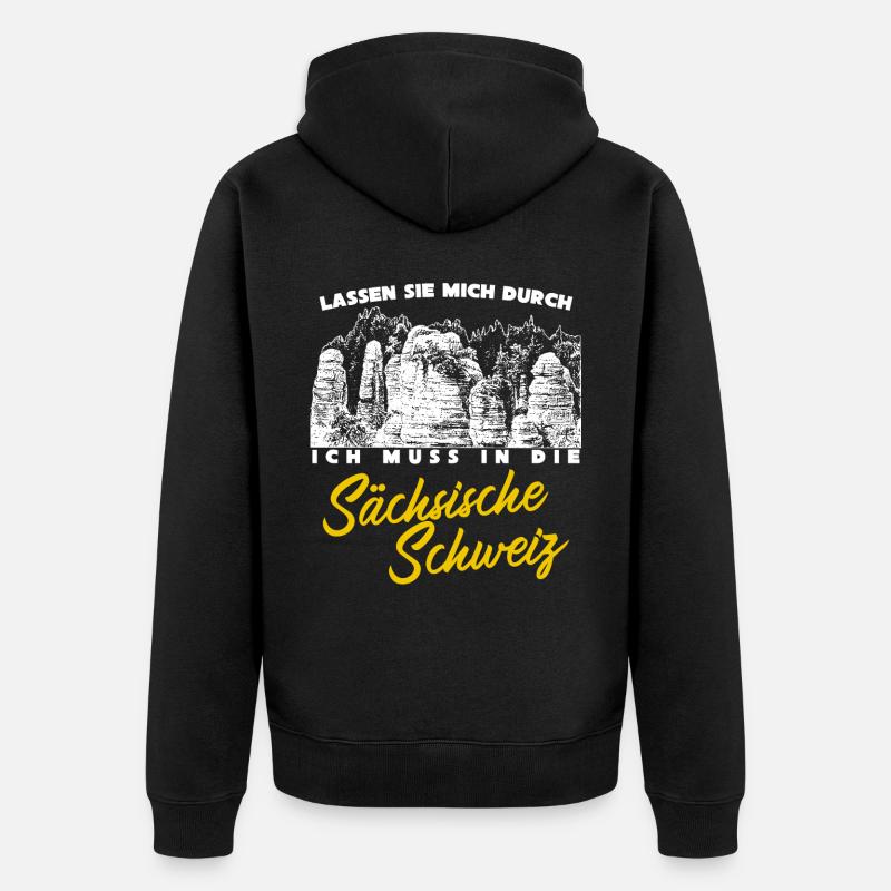 Sächsische Schweiz Elbsandsteingebirge - Unisex Premium Bio Zip Hoodie - Schwarz