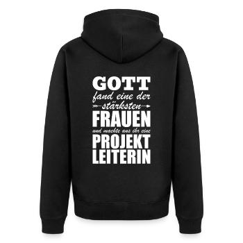 Gott Fand Eine Der Stärksten Frauen - Unisex Premium Bio Zip Hoodie - Schwarz - Hinten - Nico (187cm)