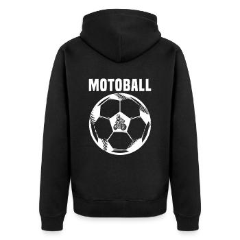 Retro Motoball I Motorradfahrer Motorrad Biker - Unisex Premium Bio Zip Hoodie - Schwarz - Hinten - Nico (187cm)