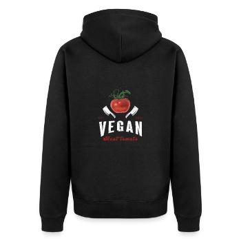 viande de boucher tomate vintage - Veste à capuche bio Premium Unisexe - noir - Dos - Nico (187cm)