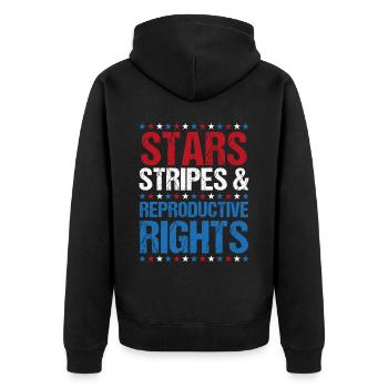 Stars Stripes Reproduktive Rechte 4. Juli - Unisex Premium Bio Zip Hoodie - Schwarz - Hinten - Nico (187cm)