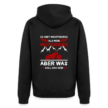 Gibt Wichtigeres I Motorradfahrer Motorrad Fahren - Unisex Premium Bio Zip Hoodie - Schwarz - Hinten - Nico (187cm)