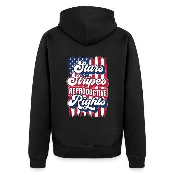 Stars Stripes Reproduktive Rechte 4. Juli US - Unisex Premium Bio Zip Hoodie - Schwarz - Hinten - Nico (187cm)