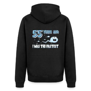 55 Years Ago I Was The Fastest 55. Geburtstag - Unisex Premium Bio Zip Hoodie - Schwarz - Hinten - Nico (187cm)
