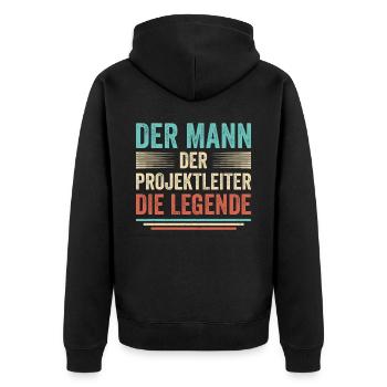 Der Mann Der Projektleiter Die Legende - Unisex Premium Bio Zip Hoodie - Schwarz - Hinten - Nico (187cm)