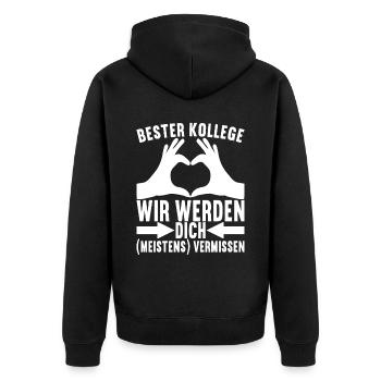 Abschiedsgeschenk Jobwechsel Kollege - Unisex Premium Bio Zip Hoodie - Schwarz - Hinten - Nico (187cm)