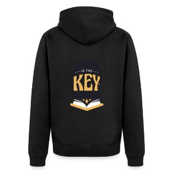 Reading is the Key to Success Leader & - Unisex Premium Organic Zip Hoodie - black - Back - Nico (187cm)