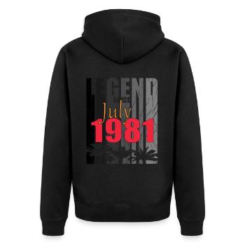 1981 geboren Im Juli Retro Geschenkidee - Unisex Premium Bio Zip Hoodie - Schwarz - Hinten - Nico (187cm)