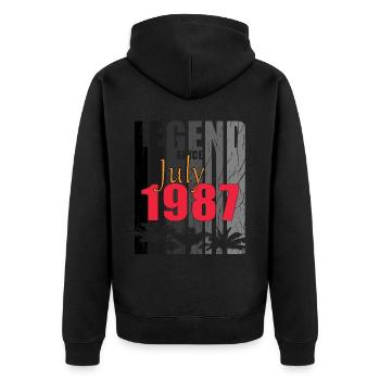 Juli 1987 Geburtstagsgruss retro design - Unisex Premium Bio Zip Hoodie - Schwarz - Hinten - Nico (187cm)