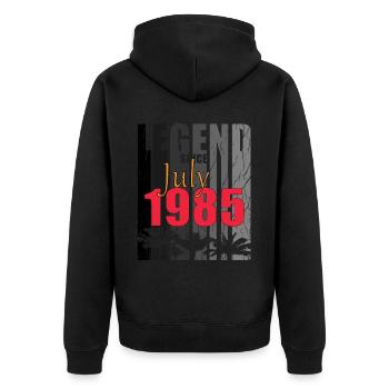 1985 geboren Im Juli Retro Geschenkidee - Unisex Premium Bio Zip Hoodie - Schwarz - Hinten - Nico (187cm)