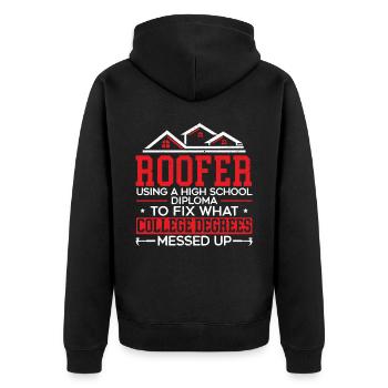 Stolzer Dachdecker Dachflüsterer Dachdecker Ninja Job Dachdecker - Unisex Premium Bio Zip Hoodie - Schwarz - Hinten - Nico (187cm)