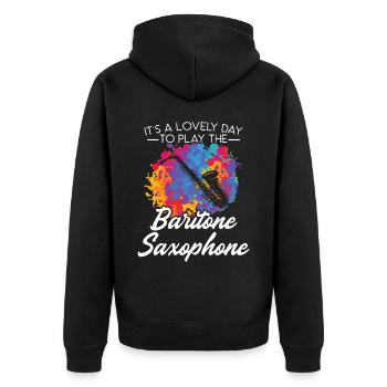 Une belle journée pour jouer du saxophone baryton - Veste à capuche bio Premium Unisexe - noir - Dos - Nico (187cm)