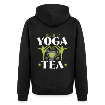 Alimenté par le yoga et l’exercice de tee méditer le yoga - Veste à capuche bio Premium Unisexe - noir - Dos - Nico (187cm)