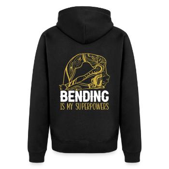 Bending Is My Superpowers Spiritual Workout Yoga - Unisex Premium Organic Zip Hoodie - black - Back - Nico (187cm)