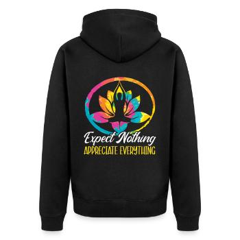 Attendez-vous à rien Appréciez tout Fitness Yoga - Veste à capuche bio Premium Unisexe - noir - Dos - Nico (187cm)